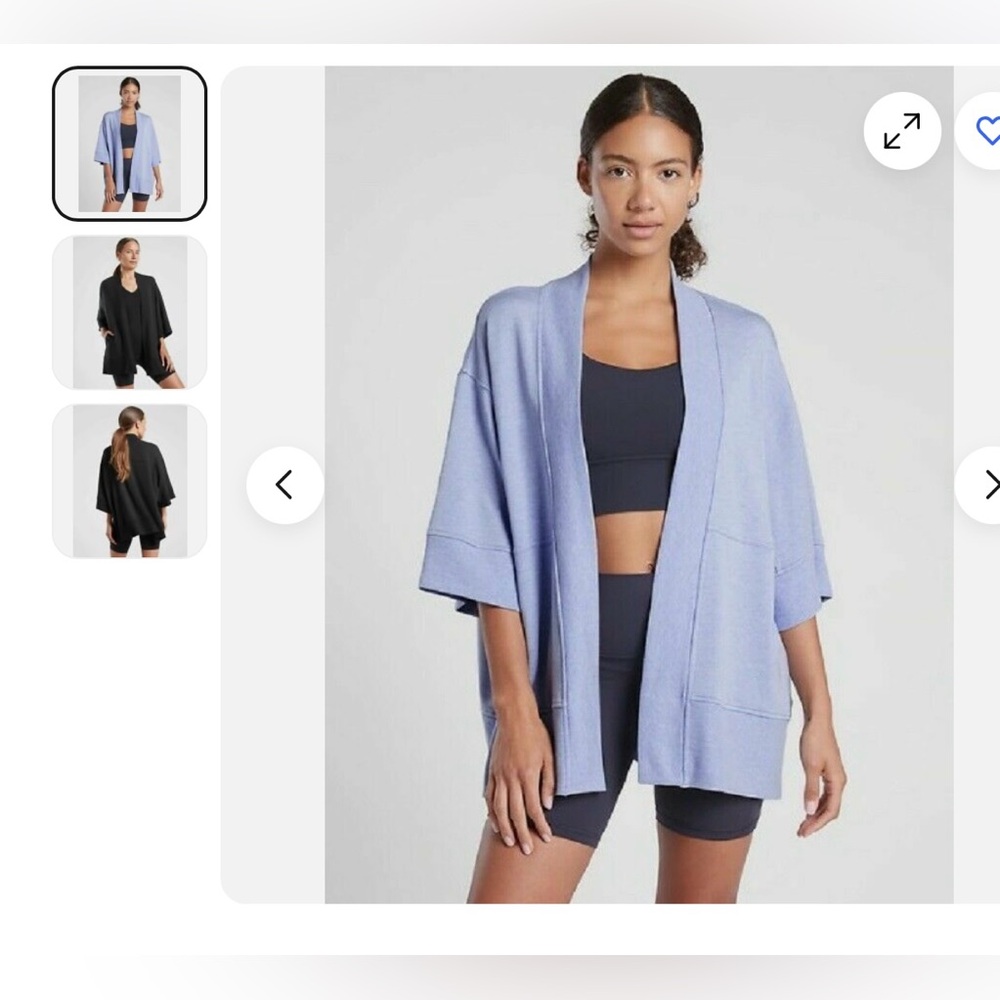 Athleta Blue Open-Front Knit Cardigan